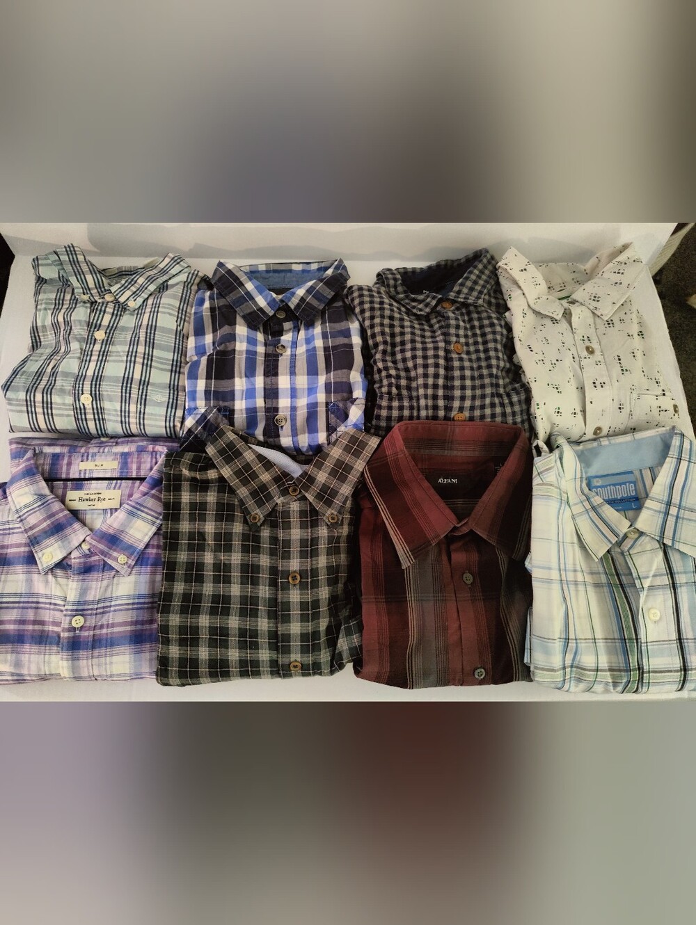 Lot of 8 Mixed Brand Casual Button Up Shirts Men's Size Large